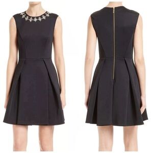Ted Baker Joone Skater Rhinestone Embellished Dress Sz 3